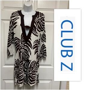 CLUB Z COLLECTION PALM LEAF PRINT TUNIC SWIM COVERUP